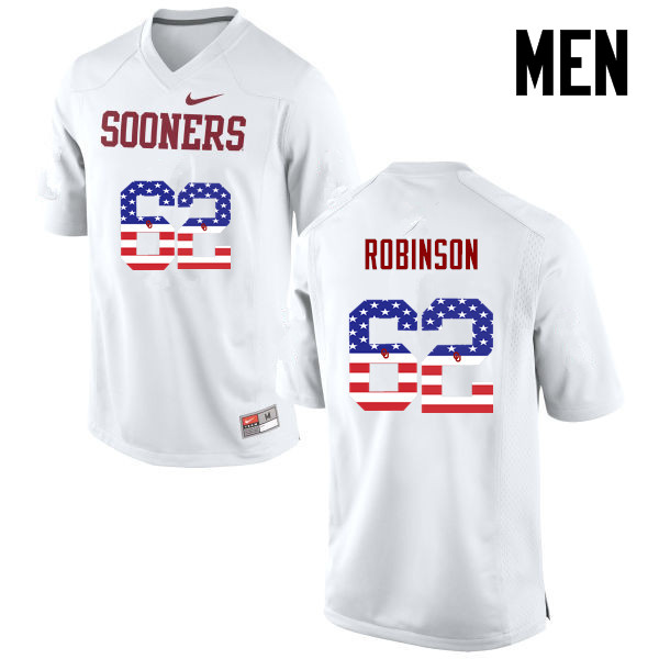 Oklahoma Sooners #62 Tyrese Robinson College Football USA Flag Fashion Jerseys-White